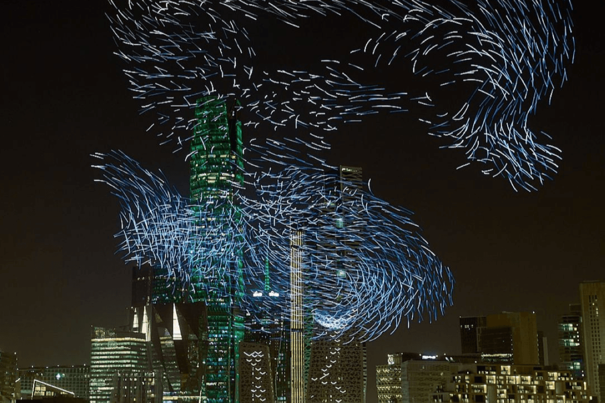 This Noor Riyadh exhibit is taking the light festival to new heights with 3000 drones